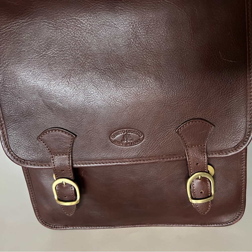 Vintage GRUPPO GIORGIO 1966 Made in Italy Brown Leather Convertible Backpack - Picture 14 of 16